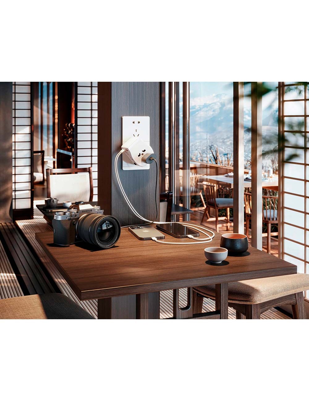 Adaptador viaje universal + 3 usb (1a+2c) 65 w