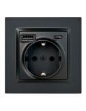 Base enchufe schuko + usb a + c 10,5 w 16 a 250 v~, simon 10, negro