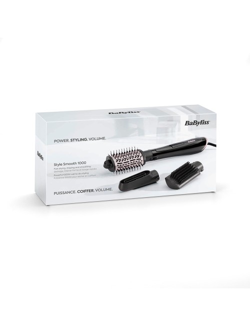 Cepillo de aire style smooth 1000 w iónico con 3 accesorios