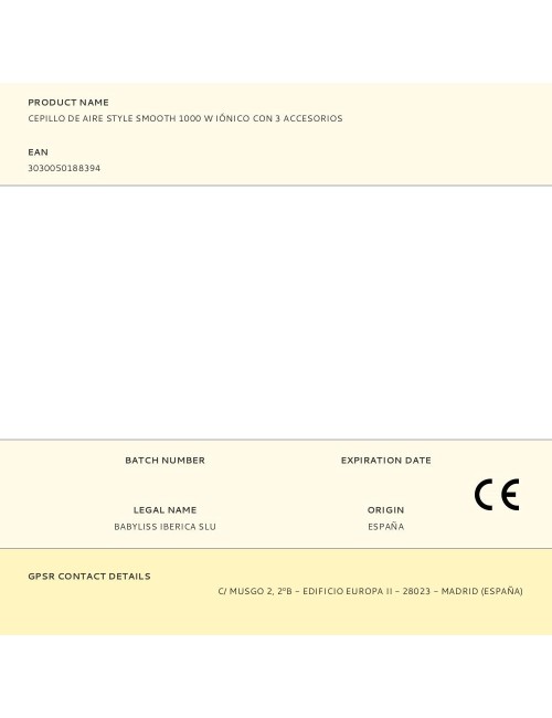 Cepillo de aire style smooth 1000 w iónico con 3 accesorios