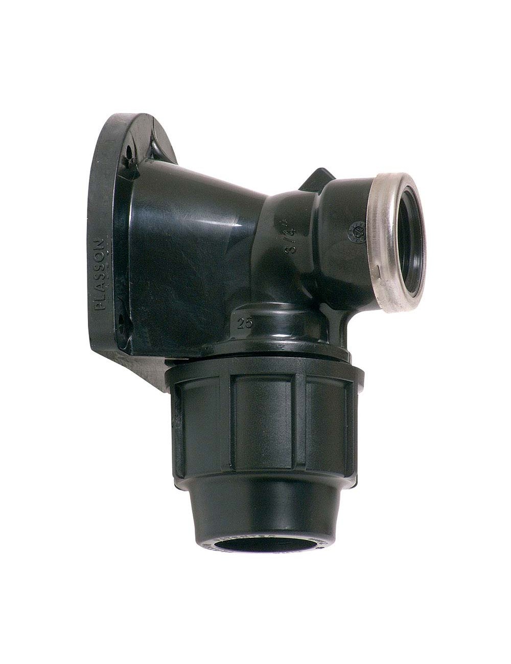 Codo mixto 90° rosca hembra, mural 25 mm x ¾ pulg