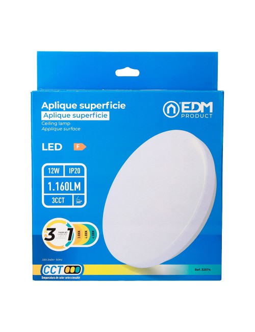 Aplique led circular de superficie 12 w 3cct 1160 lm ø26 x 6,2 cm