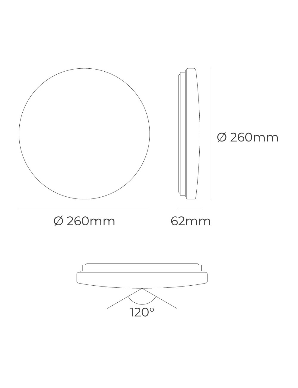 Aplique led circular de superficie 12 w 3cct 1160 lm ø26 x 6,2 cm