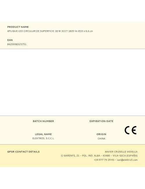 Aplique led circular de superficie 18 w 3cct 1820 lm ø33 x 6,6 cm