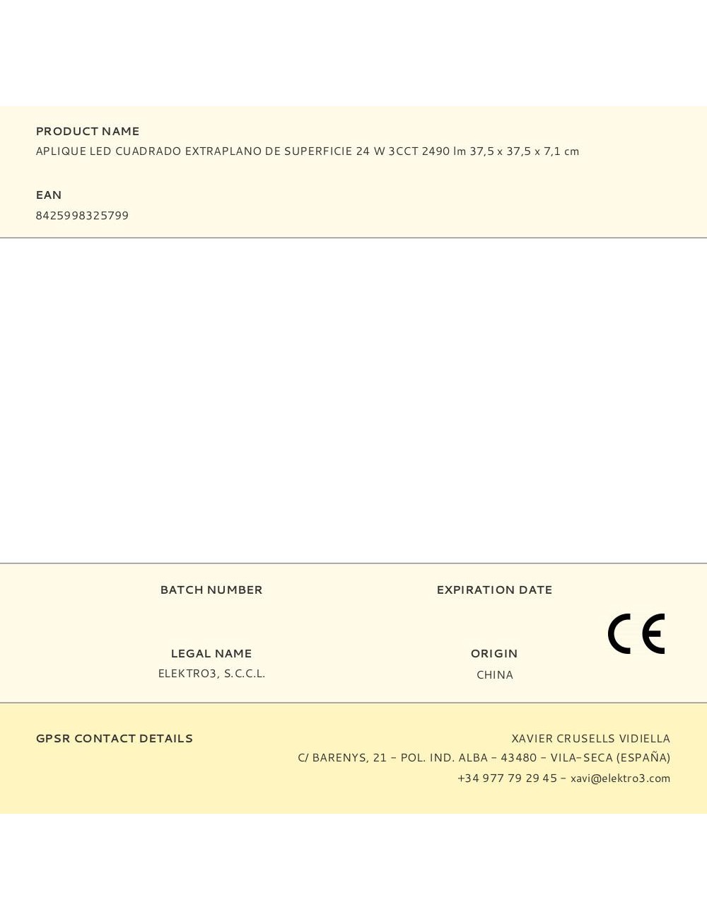 Aplique led cuadrado extraplano de superficie 24 w 3cct 2490 lm 37 x 37 x 6,7 cm