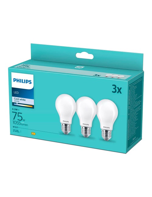 Bombilla led de filamento mate e27 8,5 w (equiv. 75 w) 1055 lm 4000 k luz día, pack 3 uds