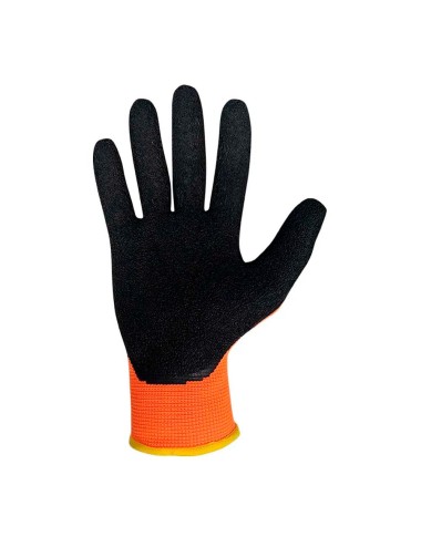 Guante poliéster con palma látex rugoso, keep safe, naranja y negro, t-10 xl