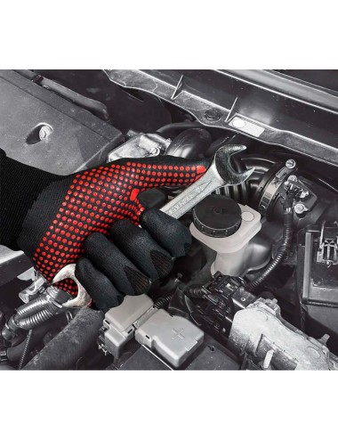 Guante nailon / licra con palma nitrilo foam/puntos, agility® dots, negro y rojo, t-8 m