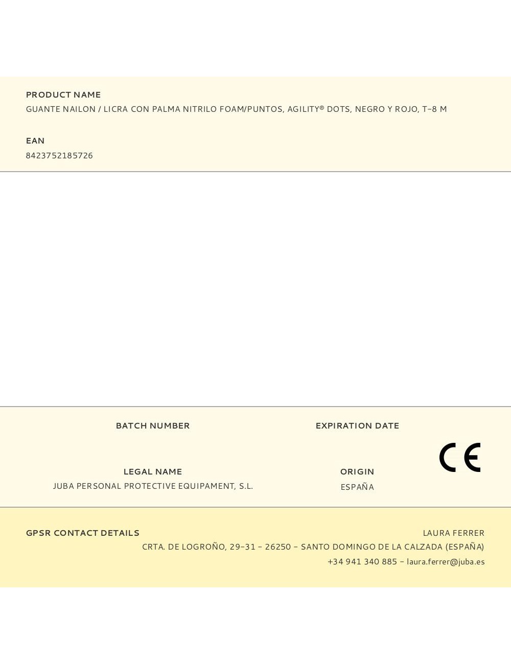 Guante nailon / licra con palma nitrilo foam/puntos, agility® dots, negro y rojo, t-8 m