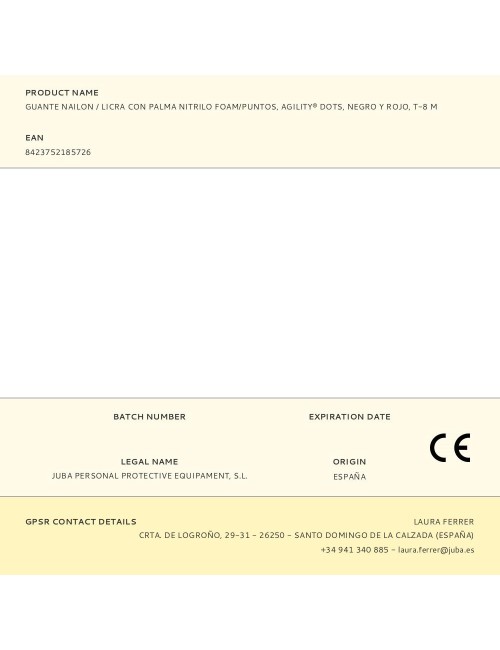 Guante nailon / licra con palma nitrilo foam/puntos, agility® dots, negro y rojo, t-8 m