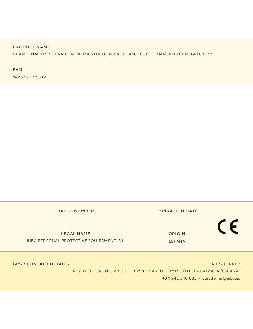 Guante nailon / licra con palma nitrilo microfoam, econit foam, rojo y negro, t-7 s