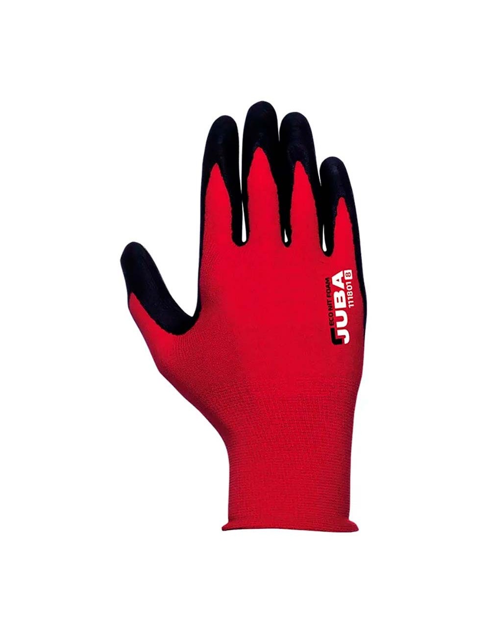Guante nailon / licra con palma nitrilo microfoam, econit foam, rojo y negro, t-8 m