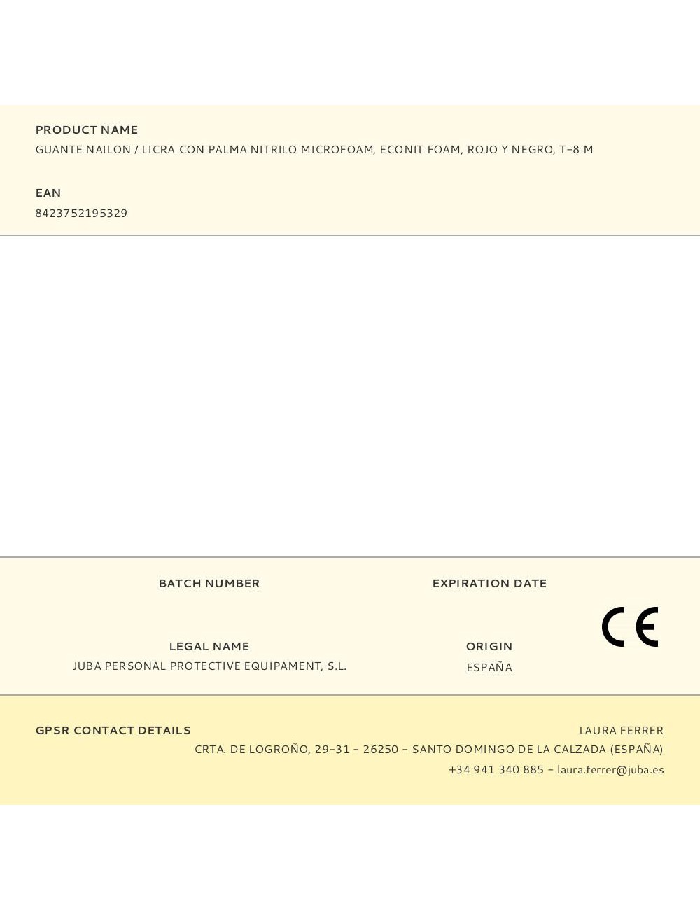 Guante nailon / licra con palma nitrilo microfoam, econit foam, rojo y negro, t-8 m