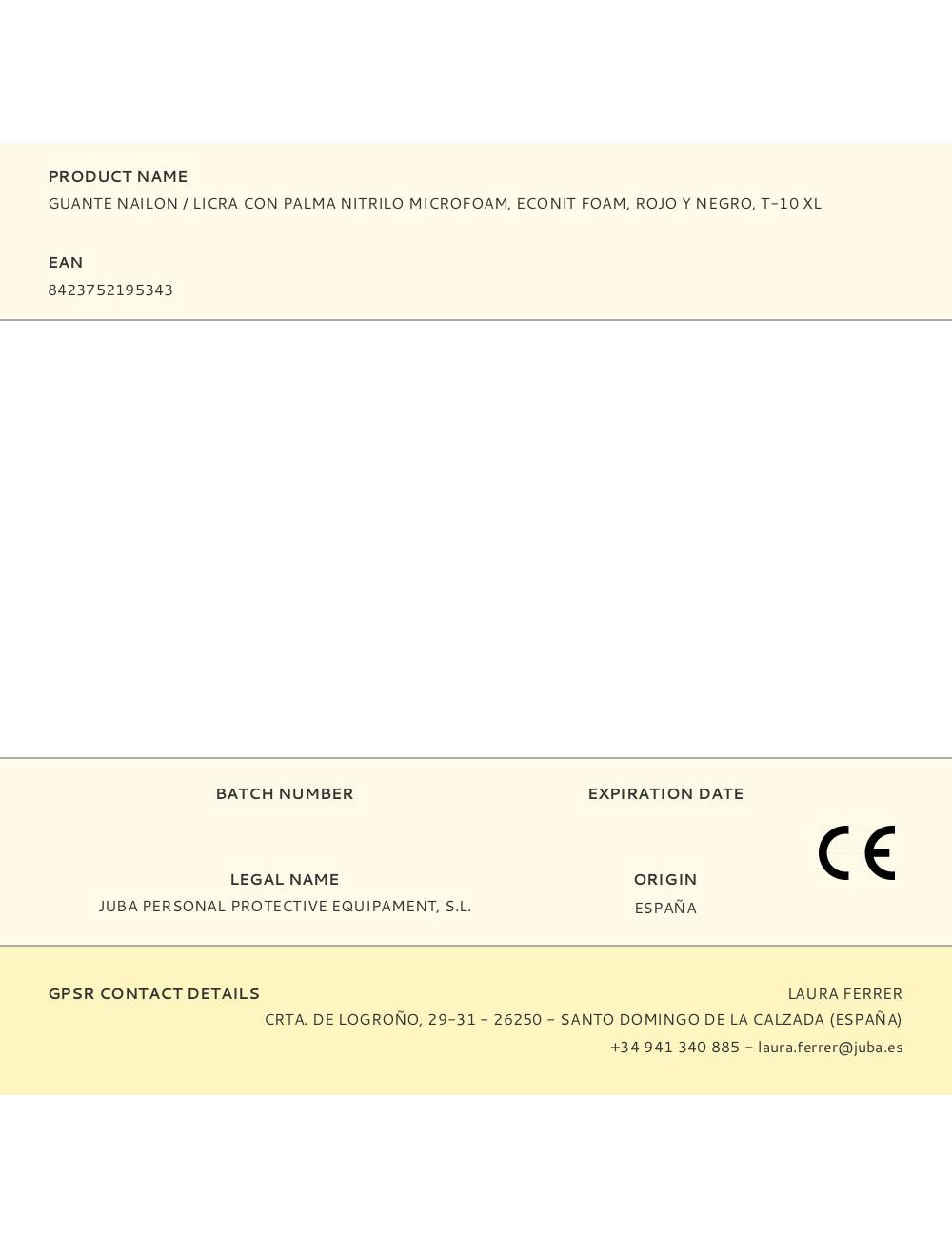 Guante nailon / licra con palma nitrilo microfoam, econit foam, rojo y negro, t-10 xl