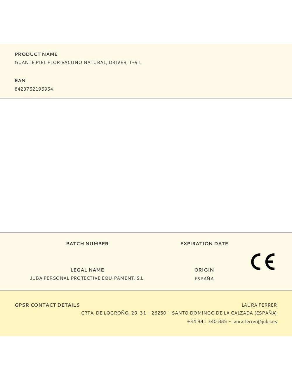 Guante piel flor vacuno natural, driver, t-9 l