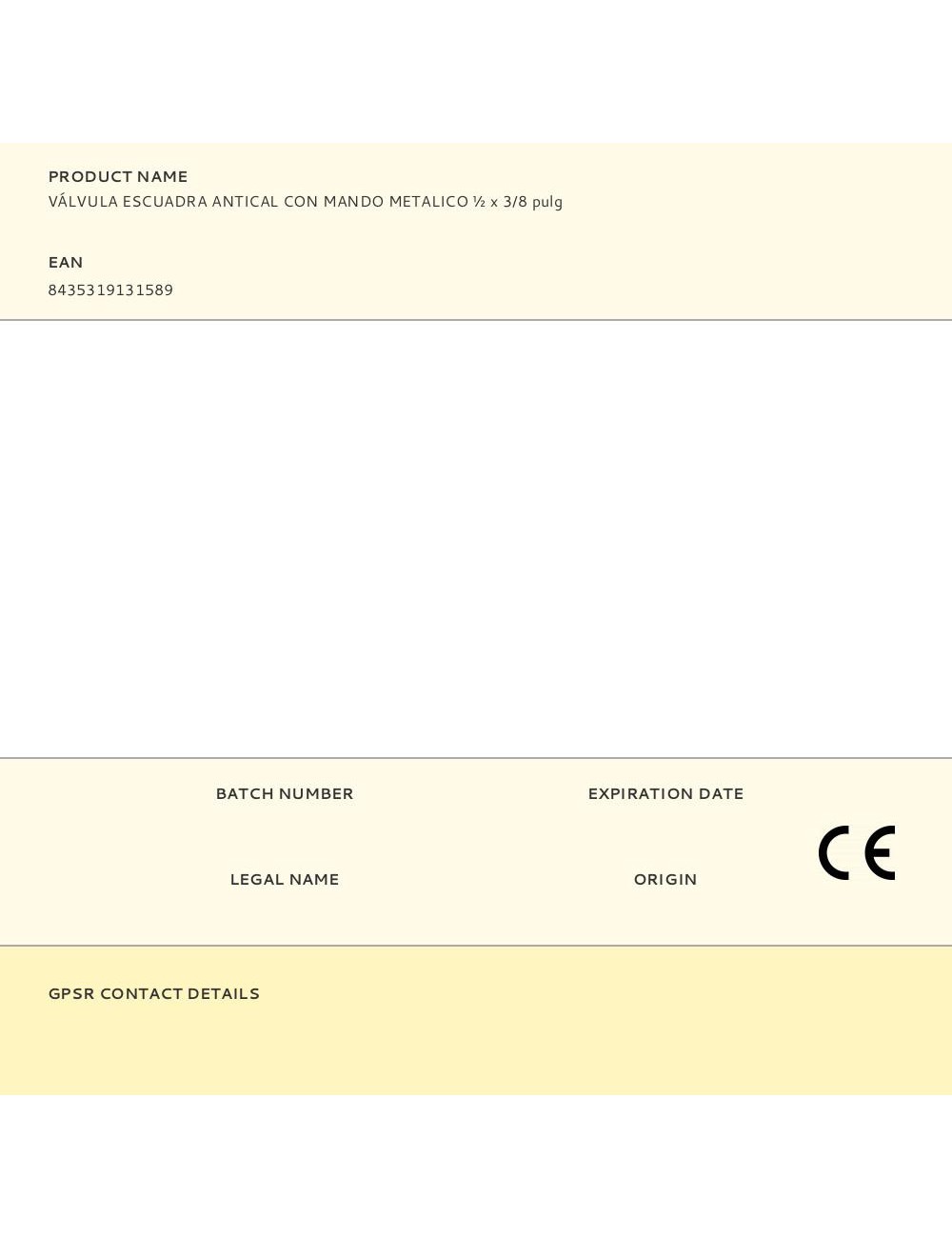 Válvula escuadra antical con mando metálico ø½ x 3/8 pulg