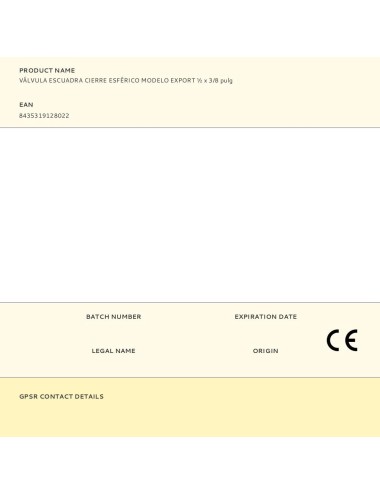 Válvula escuadra cierre esférico modelo export ø½ x 3/8 pulg