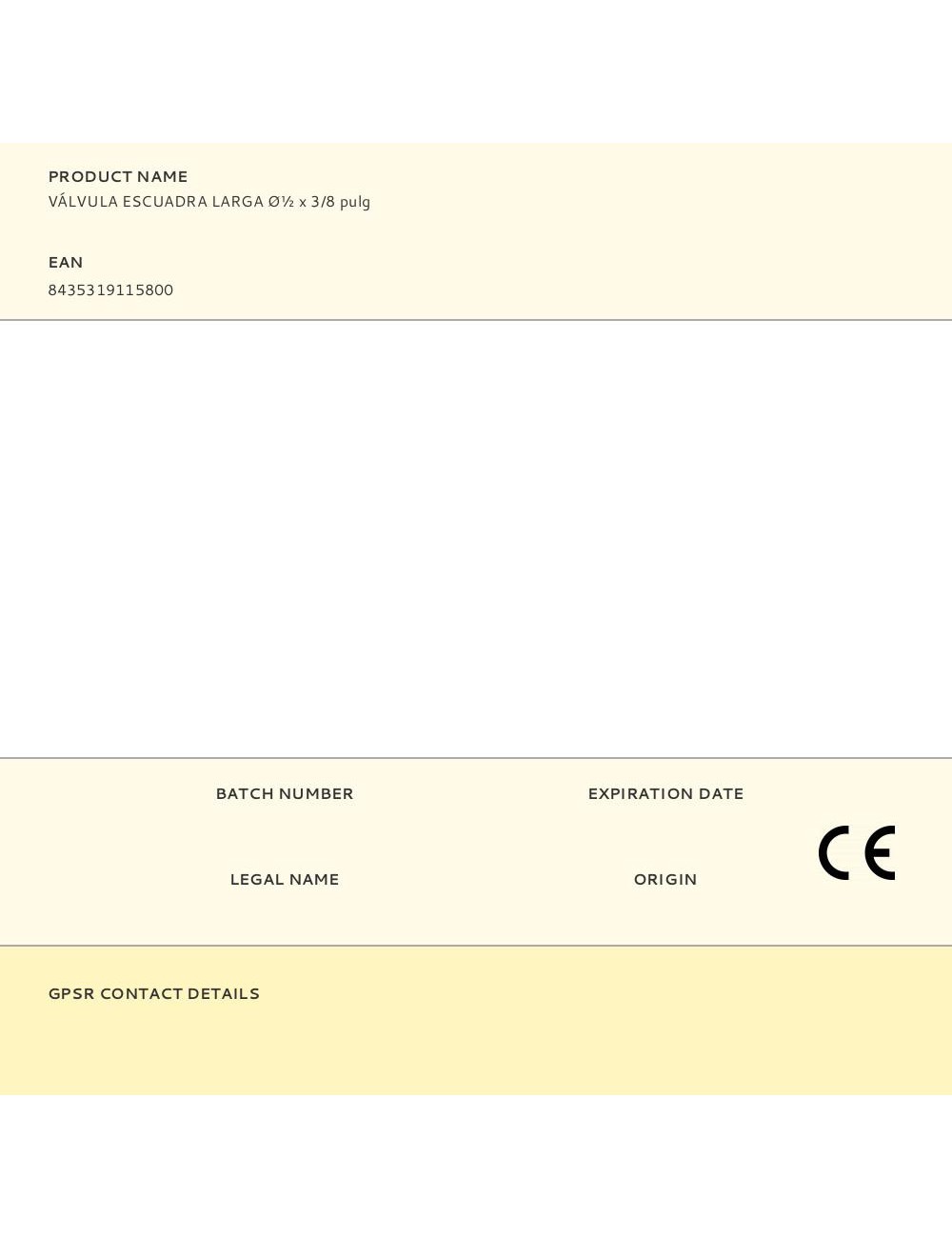 Válvula escuadra larga ø½ x 3/8 pulg