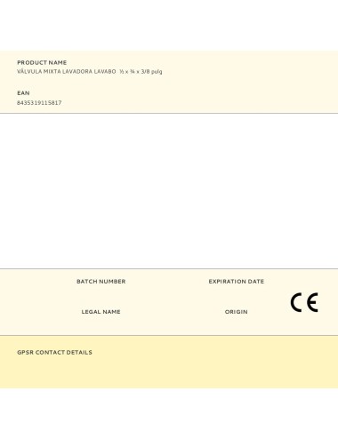 Válvula mixta lavadora lavabo ø½ x ¾ x 3/8 pulg