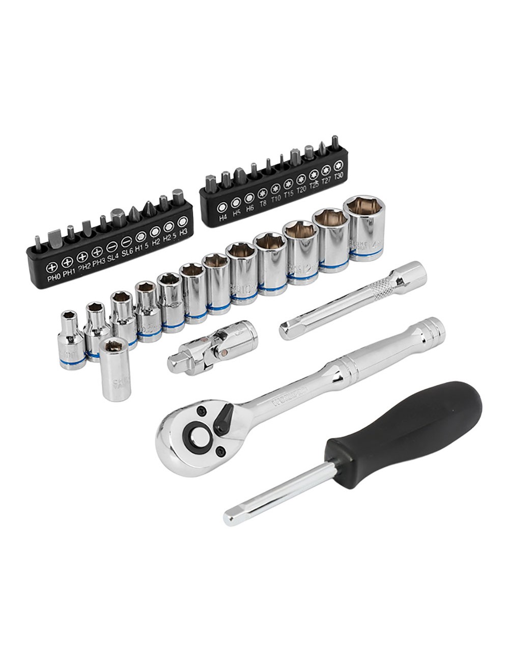 Juego carraca, ¼ pulg, 37 piezas