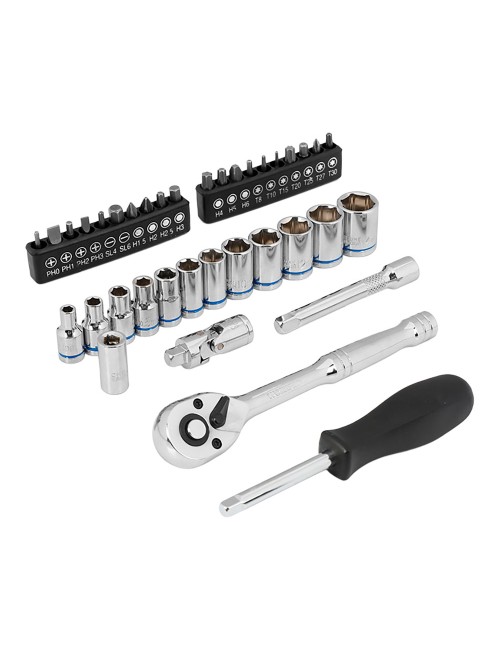 Juego carraca, ¼ pulg, 37 piezas