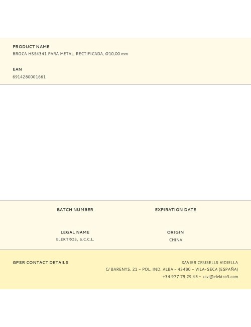 Broca hss4341 para metal, rectificada, ø10,00 x 133,00 mm