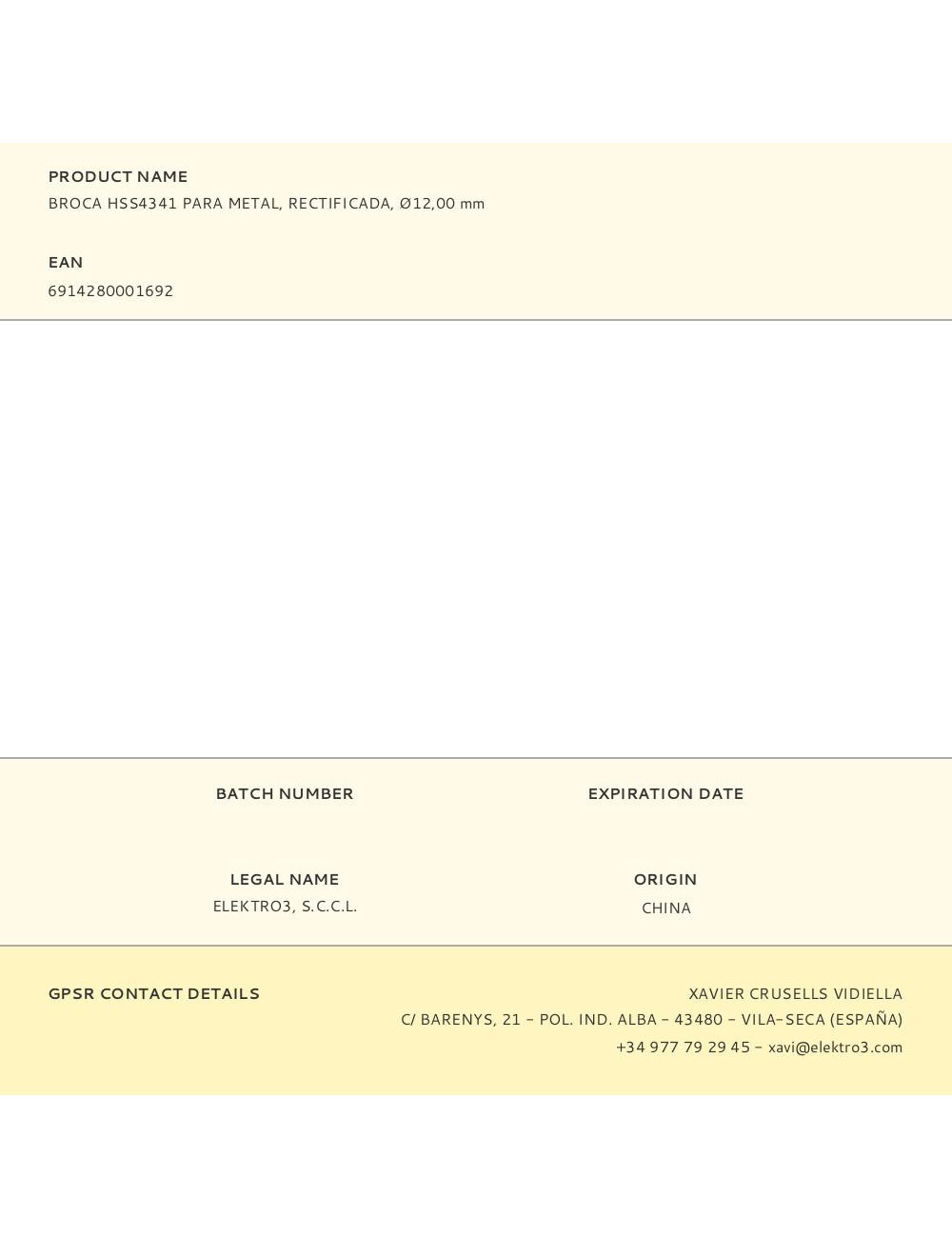 Broca hss4341 para metal, rectificada, ø12,00 x 151,00 mm