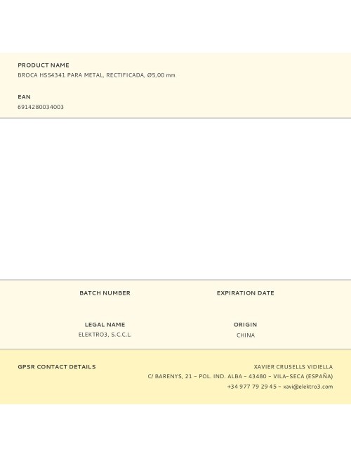 Broca hss4341 para metal, rectificada, ø5,00 x 86,00 mm