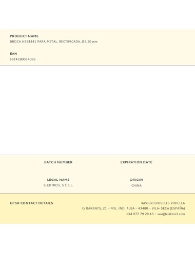 Broca hss4341 para metal, rectificada, ø9,50 x 125,00 mm