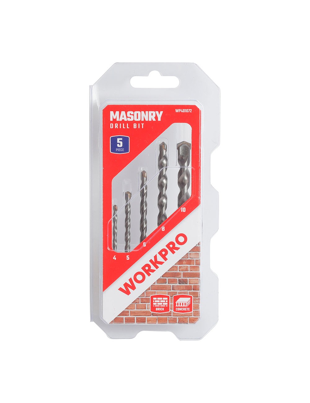 Brocas para mampostería, ø4,00 - ø10,00 mm, juego 5 piezas