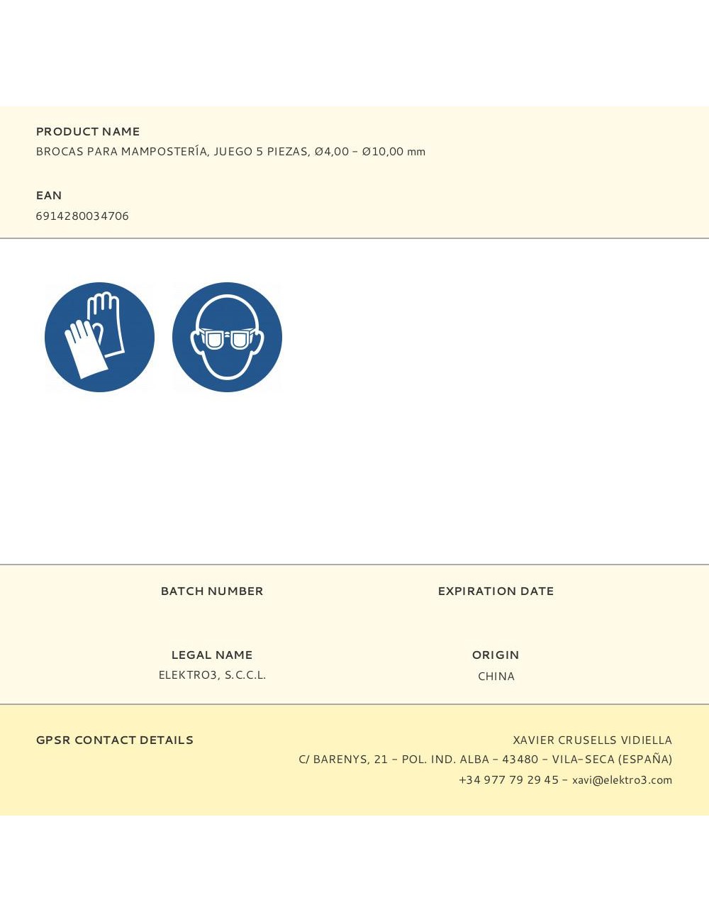 Brocas para mampostería,, ø4,00 - ø10,00 mm, juego 5 piezas