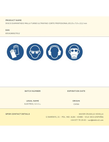 Disco de corte profi diamantado, malla, turbo ultrafino corte profesional ø115 x 22,2 mm