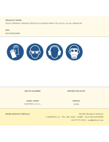 Disco láminas convexo óxido de aluminio t29, ø115 x 22,2 mm, grano 60