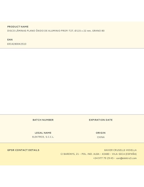 Disco de láminas plano de óxido de aluminio t27, ø115 x 22 mm, grano 80