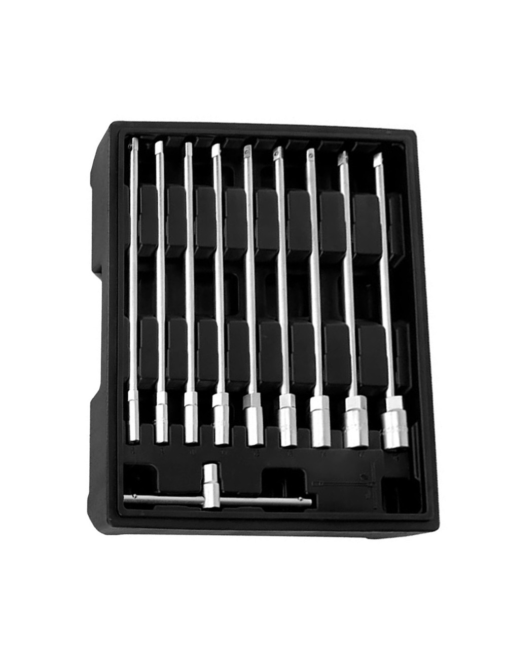 Llave t con vasos intercambiables, 8-19 mm, juego 10 piezas