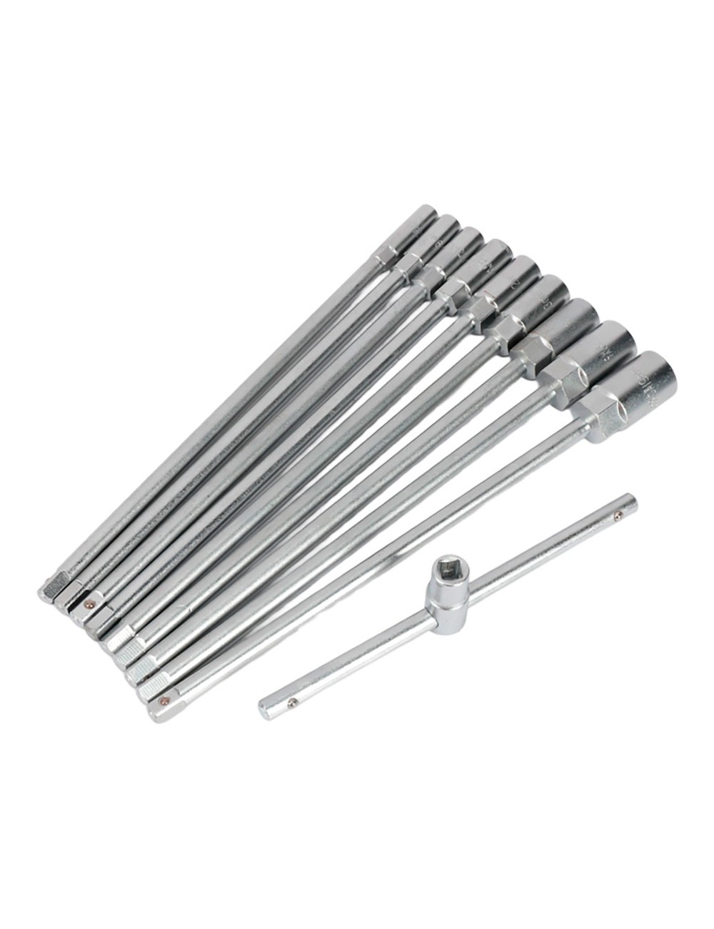 Llave t con vasos intercambiables, 8-19 mm, juego 10 piezas