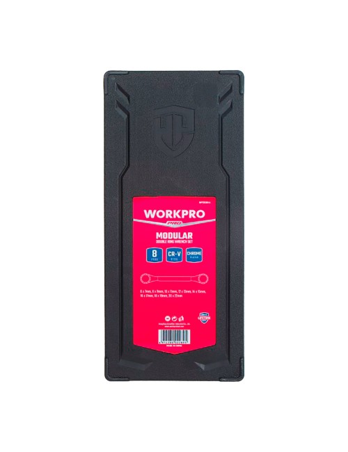 Llaves de estrella cromo-vanadio acodadas dobles, juego 8 piezas