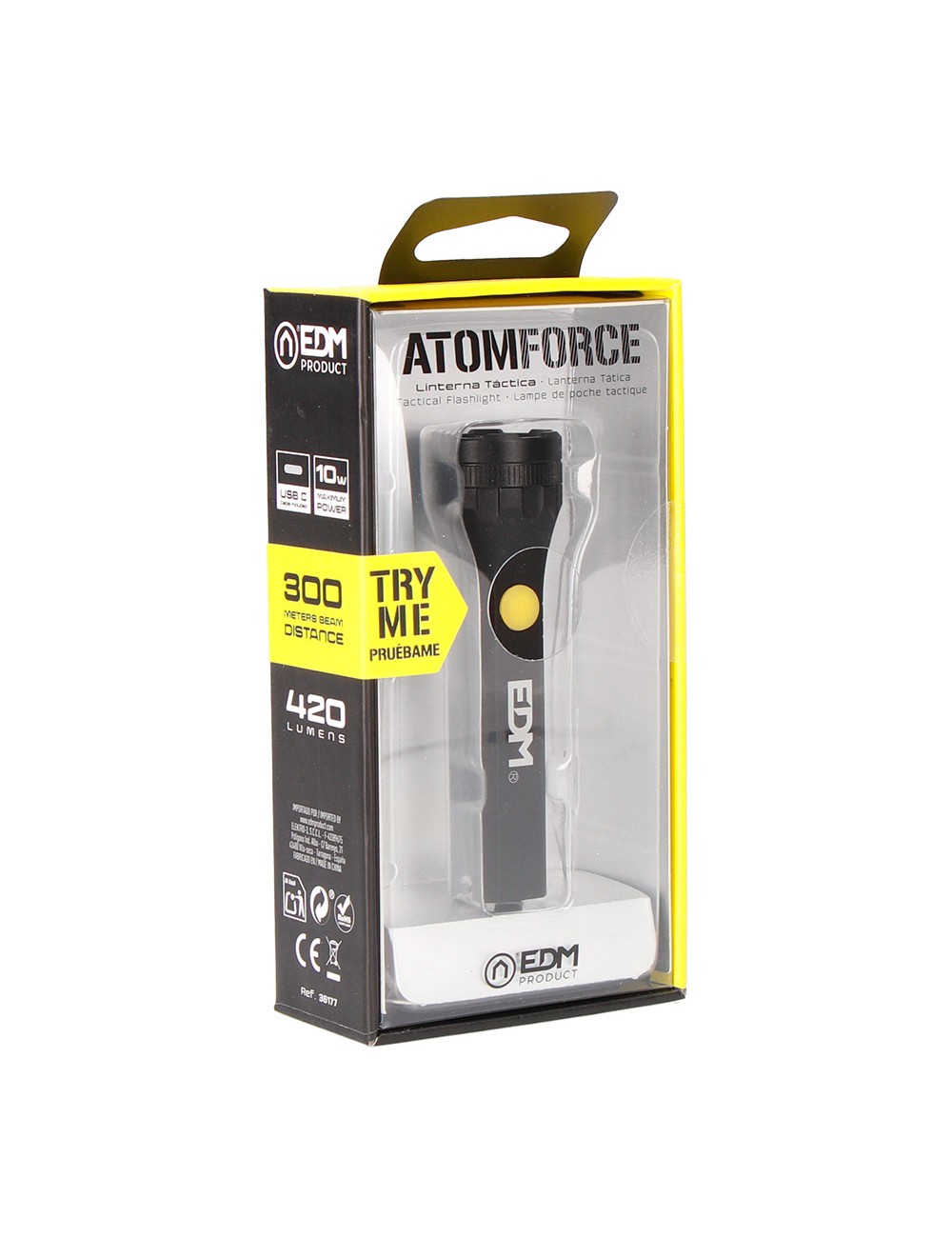 Mini linterna led atom force, alumino, recargable, 10 w 420 lm