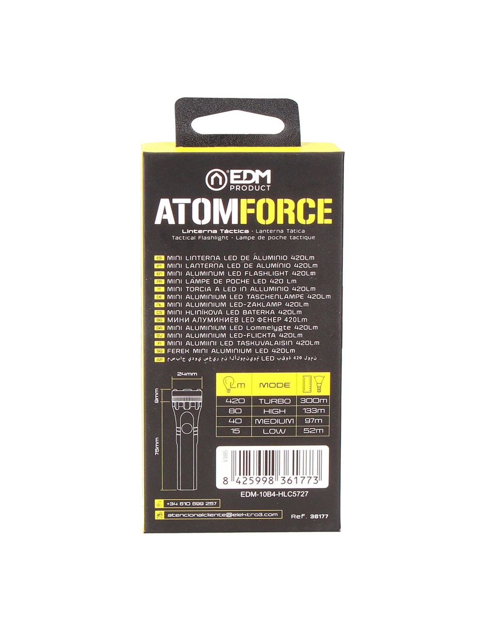 Mini linterna led atom force, alumino, recargable, 10 w 420 lm