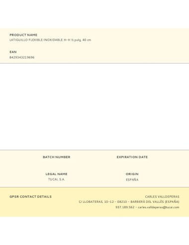 Latiguillo flexible inoxidable h-h ½ pulg, 40 cm