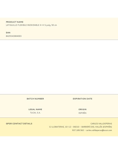 Latiguillo flexible inoxidable h-h ½ pulg, 50 cm