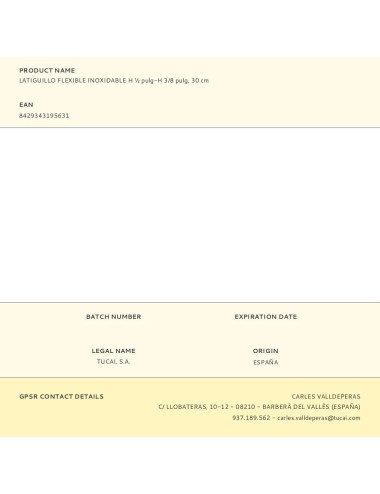 Latiguillo flexible inoxidable h ½ pulg-h 3/8 pulg, 30 cm