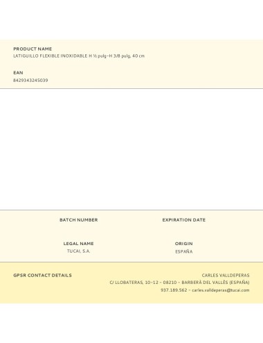 Latiguillo flexible inoxidable h ½ pulg-h 3/8 pulg, 40 cm