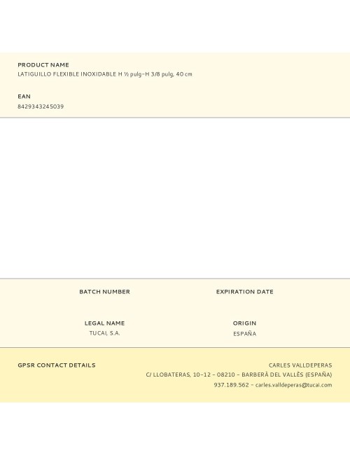 Latiguillo flexible inoxidable h ½ pulg-h 3/8 pulg, 40 cm