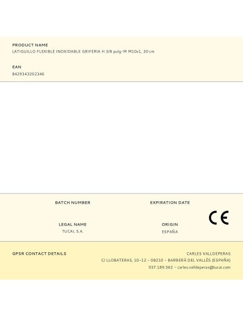 Latiguillo flexible inoxidable griferia h 3/8 pulg - m 10 x 1, 30 cm