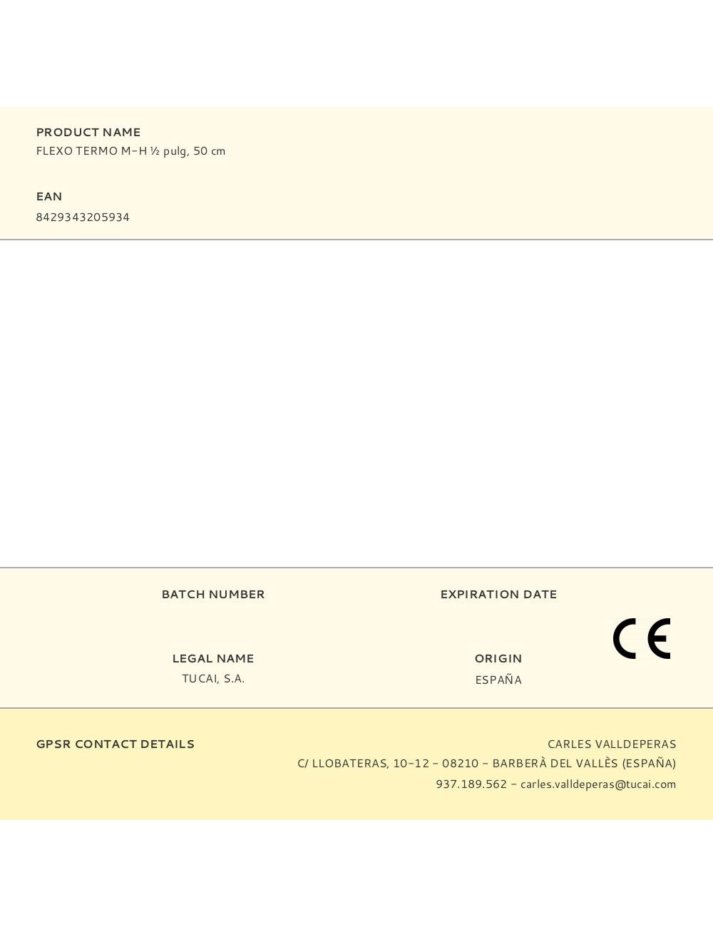 Flexo termo m-h ½ pulg, 50 cm