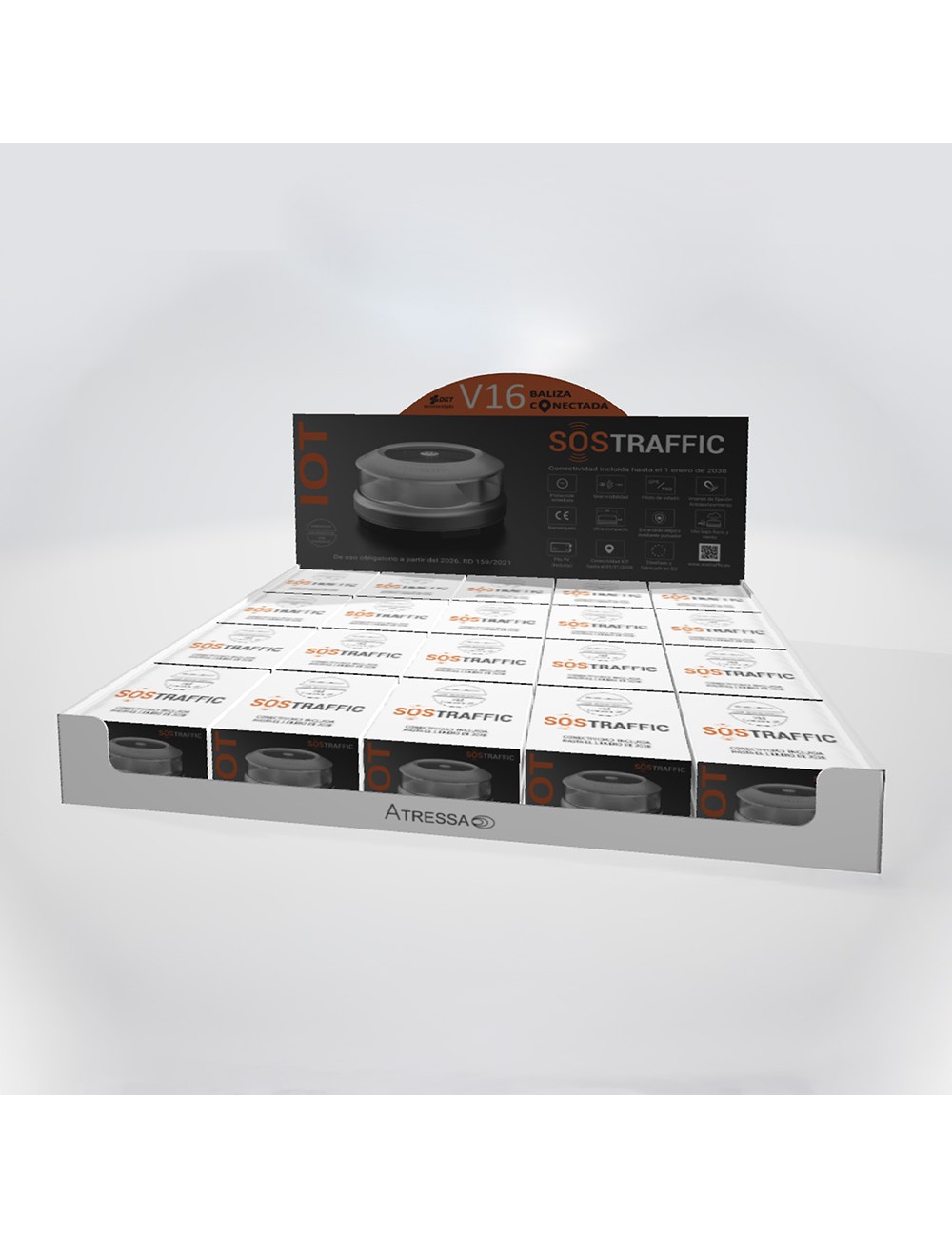 Baliza v16 de emergencia homologada conectada geolocalizable con dgt 3.0 sos trafic