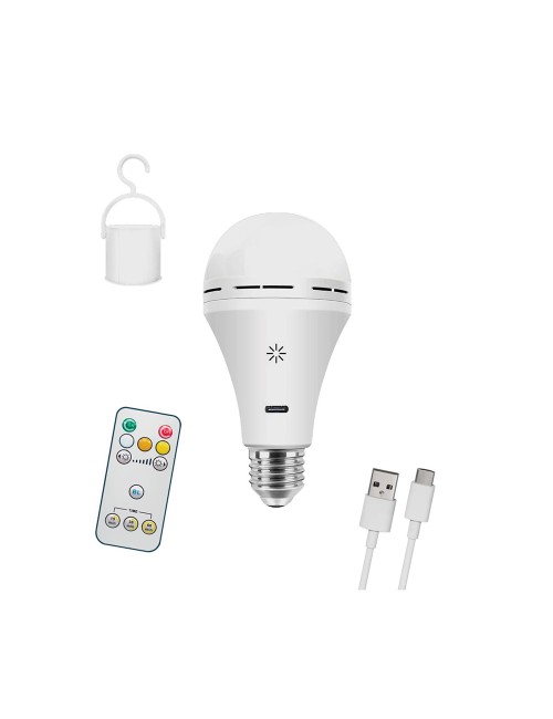 Bombilla led, recargable usb, e27, 6 w, 3cct, dimmable, 500 lm