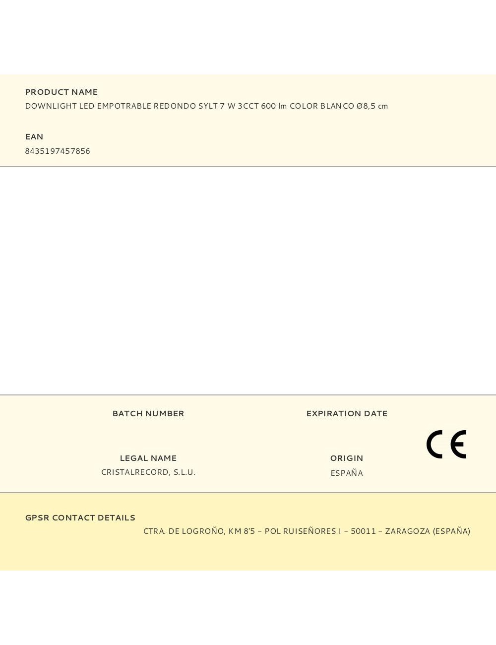 Downlight led, empotrable, redondo, sylt, 7 w, 3cct, 600 lm, color blanco, ø8,5 cm