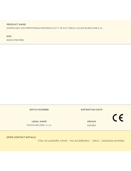 Downlight led, empotrable, redondo, sylt, 7 w, 3cct, 600 lm, color blanco, ø8,5 cm